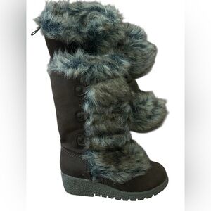 Old Navy Brown Faux Fur Bear Hug Winter Boots Cozy Cabin Core Toddler 7 18-24M